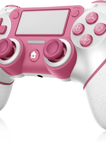 Wireless Controller Compatible with PS4/Pro/Slim, Black ps4 controller with Dual Vibration, 1000mAh Battery, 6-Axis Motion Sensor, Built-in Speaker & 3.5mm Headphone Jack, Charging Cable (Pink)